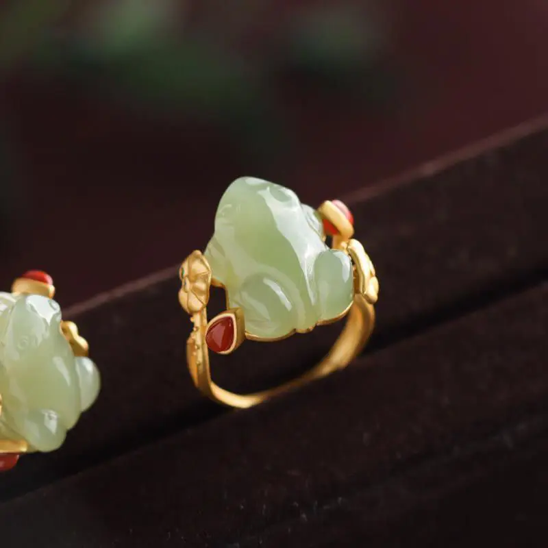 Event Suppliers - Groene Jade Kikker Ringen Charms Natuurlijke