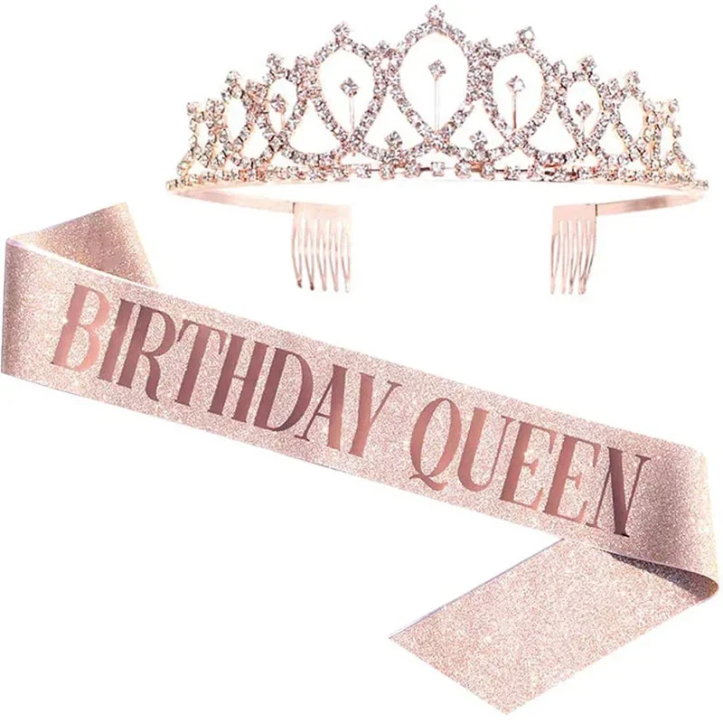 Birthday Sash Glitter - Verjaardag Koningin Kroon Meisje Vrouwen Bling