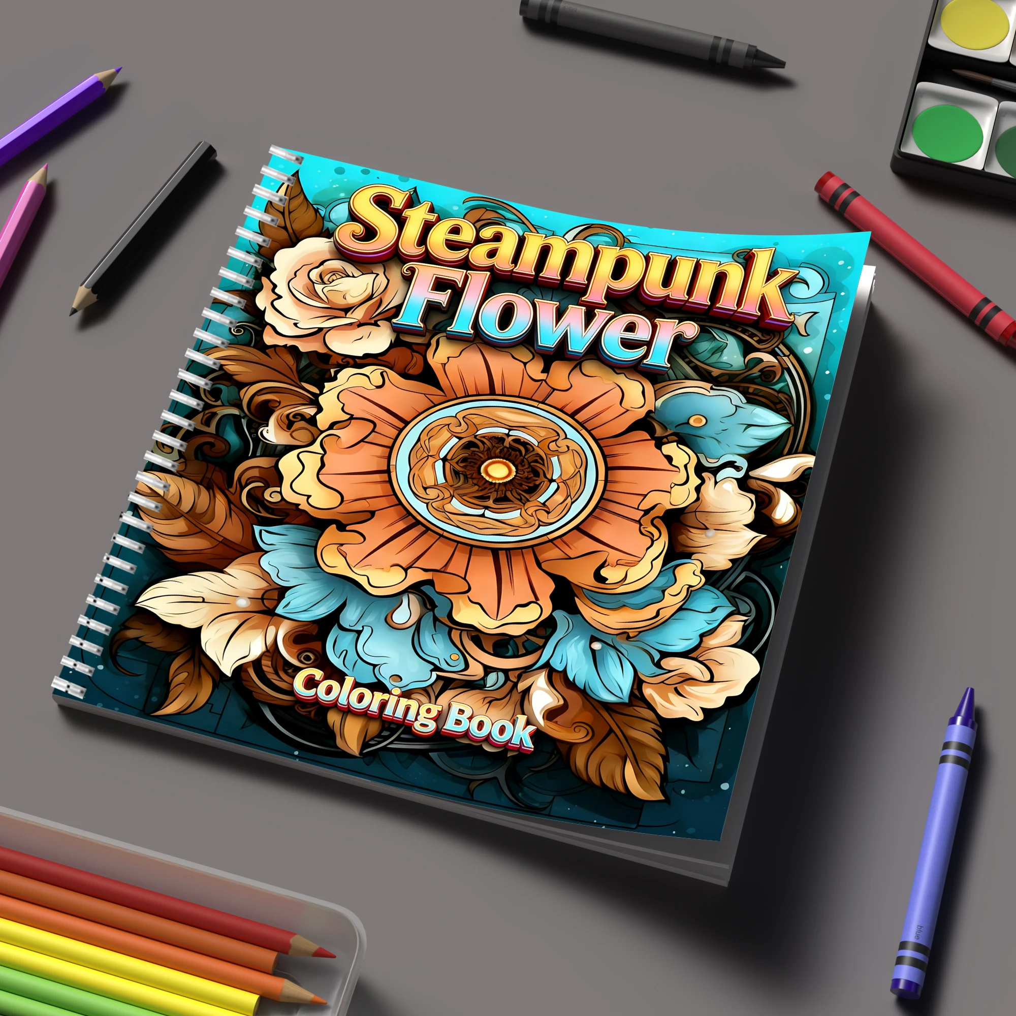 Event Supplies - Kleurboek Steampunk Bloemen voor volwassenen Kleurboek,