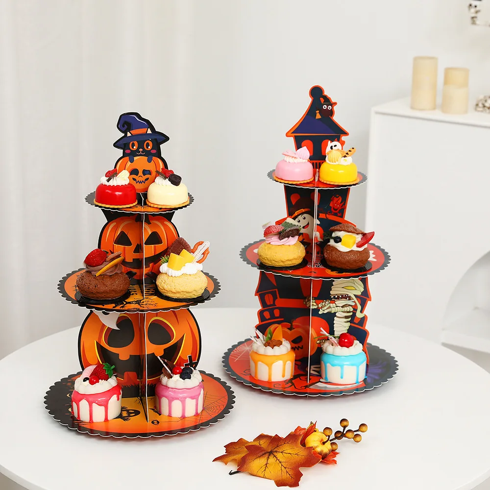Cupcake Stand Tier - Halloween 3-laags dessertstandaard, verstelbaar cupcake-rek, DIY