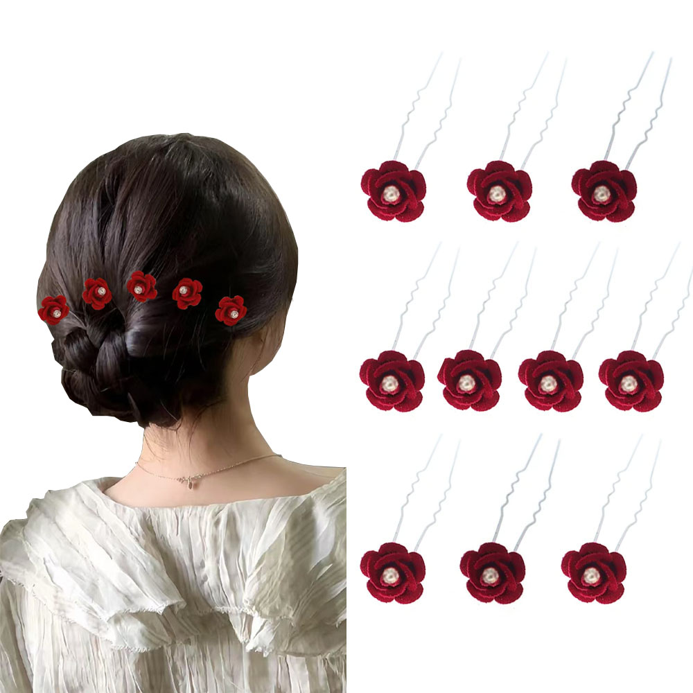 10 Stuks Rose Haaraccessoires  - Event Suppliers recensie en prijs
